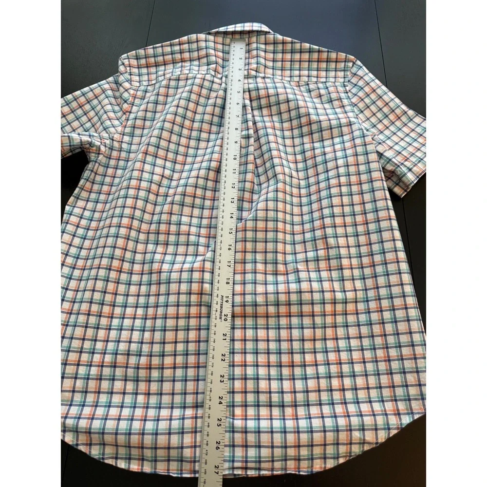 Ralph Lauren Boys Plaid Button-Up Size XL (18-20) Blue/Green Short Sleeve Cotton
